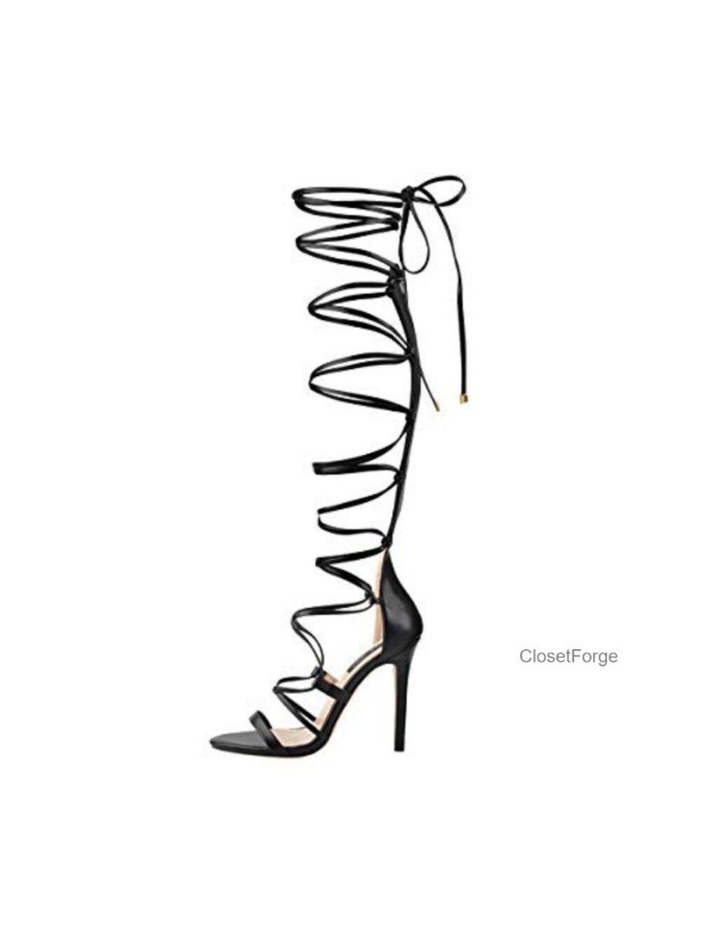 Gladiator Knee High Heeled Sandals Open Toe Strappy Stiletto Lace Up